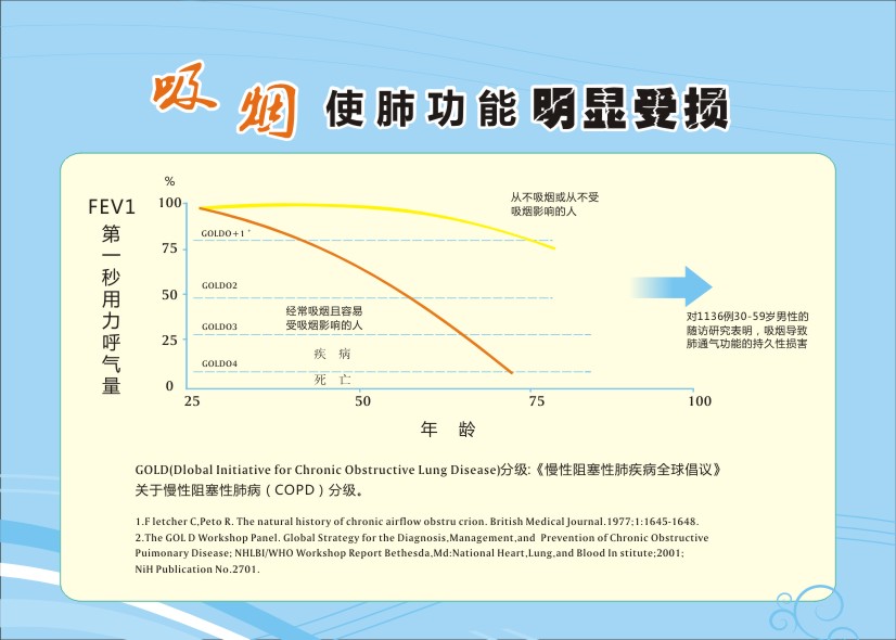 呼吸科健康教育 呼吸科健康宣教 禁止吸煙標(biāo)語 吸煙使肺功能明顯受損