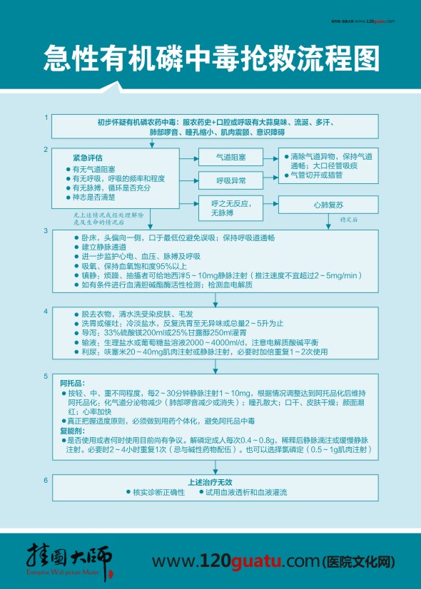 急性有機磷中毒搶救流程圖 醫(yī)院急診科圖片