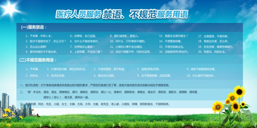 醫(yī)院文明用語(yǔ) 醫(yī)院文明服務(wù)用語(yǔ) 文明服務(wù)制度 醫(yī)療人員禁語(yǔ)、不規(guī)范服務(wù)用語(yǔ)
